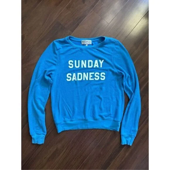 Wildfox XS Sunday Sadness blue sweatshirt - Picture 3 of 5